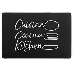 douceur d'intérieur, Set de Table (28.5 x 43.5 cm) Cuisina Noir, PVC Imprimé