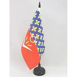 AZ FLAG - Drapeau De Table Seine-Saint-Denis 21x14 cm - Petit Drapeau Du Département De Seine-Saint-Denis De Bureau 100% Polyester Avec Hampe De 25cm Et Socle En Plastique Noir