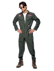Smiffys Top Gun, verde, com macacão, placas de identificação e óculos