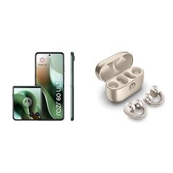 Motorola razr 60 ultra, Pantone Scarab, Moto AI Flip Smartphone, Dual Display, 50MP Triple Camera with Co2 Offset and Moto buds loop w/crystals by Swarovski