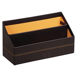 RHODIA 118846C - Portacorrispondenza NERO - 25 x 10 x 14 cm - Cuciture sellaio arancioni - Esterno simil cuoio - Collezione Home Office Rhodiarama - Organizzazione per ufficio e Archiviazione di design