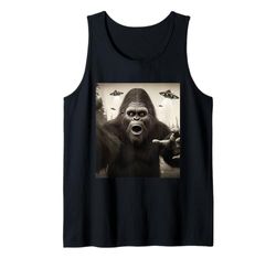 Sorpreso Bigfoot Selfie UFO Avventura Vintage Cospirazione Canotta