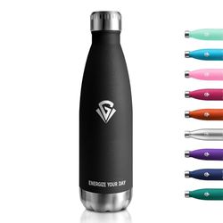 Thermosfles 500 ml, waterfles, geschikt voor koolzuurhoudende dranken, BPA-vrij, lekvrij, dubbelwandig, thermoskan, voor fitness, hardlopen, kantoor, kinderen, volwassenen, camping, fitness, bubbels