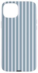 Cute Blue Light Gray Stripes Vertical Lines Minimalist Case for iPhone 15 Plus