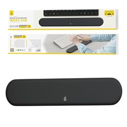 Repose poignet ergonomique, couleur noire, doux au toucher, design optimisé pour le confort pendant de longues sessions d'écriture et de travail.