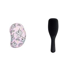 Tangle Teezer Original Mini Brosse à cheveux licorne-en-ciel pour enfants & Wet Detangler Brosse à Cheveux pour Cheveux Mouillés, Noir, 1 Unité