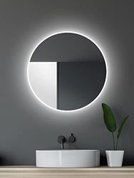 Talos LED-badrumsspegel rund 60 cm – spegel med belysning – badrum väggspegel med ljusram – spegel rund ljusfärg neutral vit 4 200 Kelvin