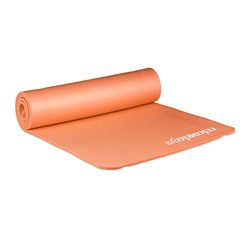 Relaxdays yogamat, 1 cm dik, voor pilates, fitness, gewrichtsvriendelijk, draagband, sportmat 60 x 180 cm, oranje