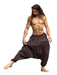 Aladdin Mens Drop Crotch Pants Cotton Yogi Ashtanga Asana Harem Alibaba Yoga Afghani Pantaloni tascabili comodi tai chi gong ajjaya