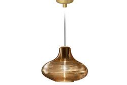 Homemania Lampada a Sospensione Emma, Oro, Miele in Vetro, 26 x 26 x 18.5 cm, 1 x E27, Max 57W, 1050lm, 2700K, 220-240V