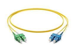 Corning Glasfiber patchkabel 2 x 2,0 mm – enkelläge duplex: SC APC duplex till SC UPC Duplex, 3 m (gul) – SMF Ultra