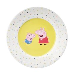 Peppa Pig Dessert Plate, 20 cm, Melamine, Yellow and White, Confetti Design, Dishwasher