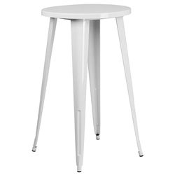 Flash Furniture Table Ronde en métal de qualité Commerciale, 61 cm, pour intérieur/extérieur, Blanc