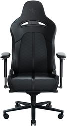 Razer Enki - Chaise de jeu avec support lombaire intégré, chaise de bureau (cuir synthétique multicouche, rembourrage en mousse, coussin pour la tête, hauteur réglable) Noir