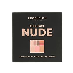 Profusion Cosmetics Full Face Palette Nude, 8 Shade Eye, Face and Lip Palette for Natural and Bold Makeup Looks, Ultimate Makeup Essential for Medium to Deep Complexions, Nude