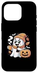 Divertente fantasma carino bere caffè Halloween fantasma ghiaccio caffè Custodia per iPhone 16 Pro