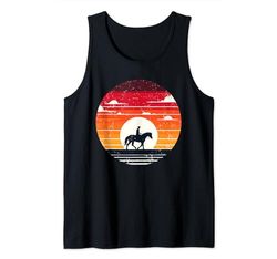 Retro Sunset Horse Riding Horseback Riding Equestrian Horses Canotta