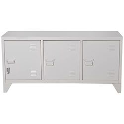 DRW TV-kast met 3 deuren van metaal, wit, 120 x 40 x 58 cm, hoogte 10,5 cm