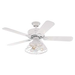 72209 Barnett 122 cm witte plafondventilator, dimbare led met kooischerm, inclusief afstandsbediening