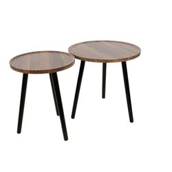 Romimex Set de mesas Marrón Negro Madera Metal 2 Piezas - Marca EAN: 8435700839773