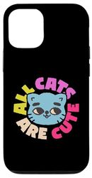 Simpatica grafica con gatto con testo colorato, tutti i gatti sono carini Custodia per iPhone 12/12 Pro