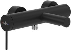 Villeroy & Boch Loop & Friends rubinetteria a parete per vasca da bagno, rubinetto per vasca con protezione antiriflusso e funzione deviatore, miscelatore per vasca a risparmio idrico, nero opaco