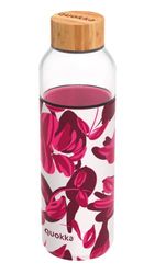 Quokka FLOW CRIMSON SPRING | BOTTIGLIA TONDA IN VETRO CON GUAINA IN SILICONE 660 ML