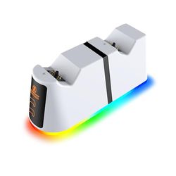 AKUMA Cyber V01 Oplaadstation voor PS5-controller, PS5 DualSense & DualSense Edge controller, snel opladen en 10 RGB-lichtmodi, wit