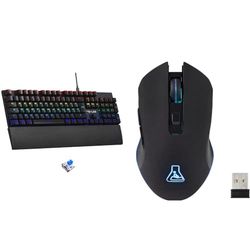 The G-Lab Keyz Carbon Ex - Clavier Mécanique Azerty Switch Bleu - Clavier Gaming Rétroéclairage LED & Kult Helium Wireless Souris Gamer RGB sans Fil Pc Gamer, Rechargeable 3200 Dpi