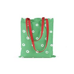 Bonamaison Printed Tote Bag, Reusable Grocery Bag, Shopping Bag, Machine Washable, Foldable, Canvas Cloth Bag with Red Handles, Size: 34x40 cm