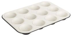 Dr. Oetker 12 moldes para magdalenas de 5 cm de diámetro, exclusivo, de chapa de acero, con revestimiento antiadherente reforzado con cerámica (color: gris-marrón/crema), cantidad: 1 unidad