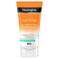 Neutrogena Limpador e máscara anti-espinhas 2 em 1 (150 ml), cuidado facial clarificante para uma pele limpa e saudável, ajuda contra acne leve com ácido salicílico e glicerina