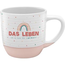 GRUSS & CO Tasse avec rainures de vie | Grès 40 cl multicolore | Cadeau amis, anniversaire, Pâques | 48992