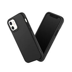 RHINOSHIELD Case Compatible with [iPhone 12 mini] | SolidSuit - Shock Absorbent Slim Design Protective Cover with Premium Matte Finish 3.5M/11ft Drop Protection Changeable Camera Rings - Classic Black