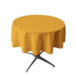 LA Linen Poliéster Poplin Round Tablecloth, 58", dourado
