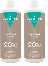 Valquer - Crema Professionale Ossigenata Valquer Stabilizzata, 20 Volumi (6%) - Colorazione permanente dei capelli - Uso professionale parrucchiere - Formulazione Vegana - 1000 Ml (Confezione da 2)