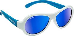 Cressi Scooby Óculos de sol para crianças, juventude unissexo, branco/azul/lentes espelho azul, 0-2 anos
