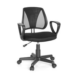 hjh OFFICE 725106 Cadeira de secretária para crianças KIDDY CD de malha preta, encosto de altura ajustável, cadeira giratória infantil