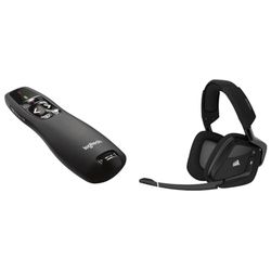 Logitech R400 Presentador Inalámbrico & Corsair Void RGB Elite Auriculares Inalámbricos