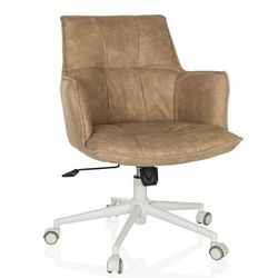 hjh LIVING Sedia da ufficio imbottita SOLAO LIFE W Sedia da scrivania girevole regolabile in altezza, rivestimento in tessuto beige