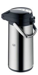 alfi GETRSJFS NKESPENDER 2,2 l, jarro com bomba de aço inoxidável polido com inserção de vidro duro, bomba integrada, mantém o calor 12 horas e o frio 24 horas, 18 chávenas, fundo de 360°, para