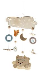 Hess houten speelgoed 10273 - mobiel van hout, Nature Serie Beer, handgemaakt, om boven het bed of de commode op te hangen, ca. 32 x 50 cm groot