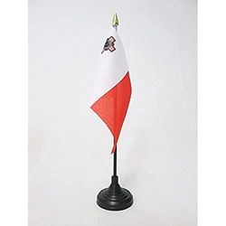 Malta Tafelvlag 15x10 cm - Maltese Desk Vlag 15 x 10 cm - gouden speerblad - AZ FLAG