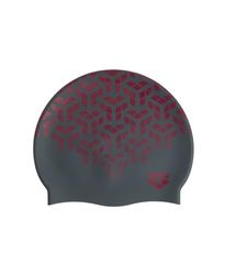 Arena Print 2 uniseks siliconen badmuts voor volwassenen, dames en heren, intensieve training, comfortabele antislip badmuts voor lang haar, kikko/zwart-rood