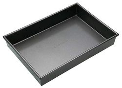 MasterClass Bandeja para assar/assar com antiaderente PTFE, PFOA e BPA, robusta bandeja retangular profunda de aço carbono de 1 mm, 35 x 24 cm, cinzento