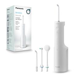 Irygator do jamy ustnej Panasonic Series 600 EW-DJ67-W303, Irygator do Zębów, 200 ml, IPX7, 2 Dysze Ultradźwiękowe, 1 Ortodontyczna i 1 Dysza do Czyszczenia Języka, 5 Ustawień Ciśnienia, Biały