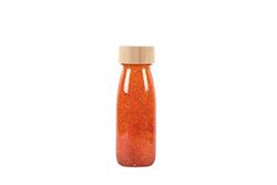 Petit Boum - Botella Sensorial Float en Color Naranja | Un Microcosmos en Cada Botella | Descubre, Escucha y Aprende | Estimulación Sensorial | Botellas Sensoriales para Niños