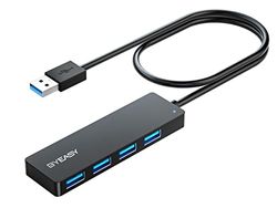 BYEASY USB-hubb, USB-splitter för bärbar dator, USB 3.0-hubb, multiUSB-port expander, snabb dataöverföring 4-portars USB-hubb kompatibel med Windows PC, Mac, skrivare, mobil HDD