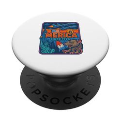 Merica Since 1776 Eagle and Gator Camisa con Bitcoin Burgers PopSockets PopGrip Adhesivo