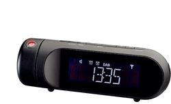 Majestic RS 119P DAB/DAB+/FM wekkerradio, lcd-display, projectie instelbaar, USB-oplaadpoort, wekker met twee alarmen en drie beltonen, zwart